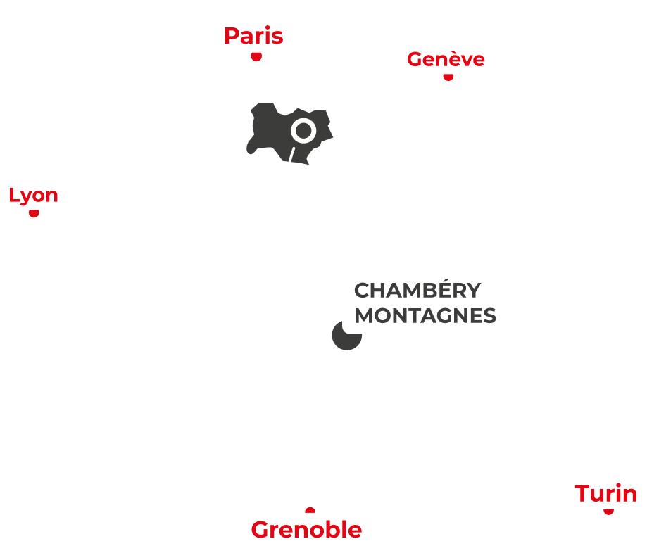 Carte de la France avec un zoom sur Chambéry et ses alentours