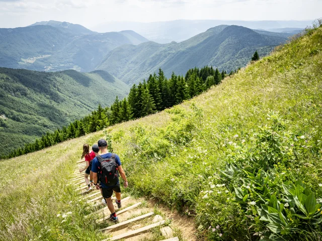 Wandern Gruppe und Landschaft