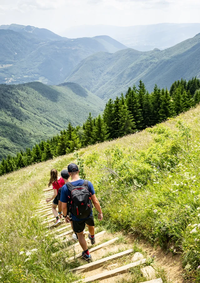 Wandern Gruppe und Landschaft