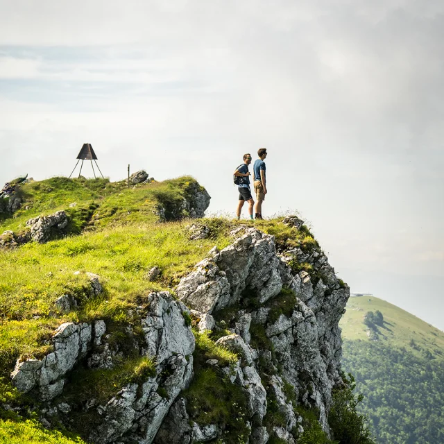 Group hiking and landscape
