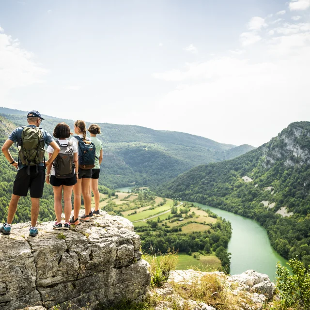 Randonnée groupe et paysage