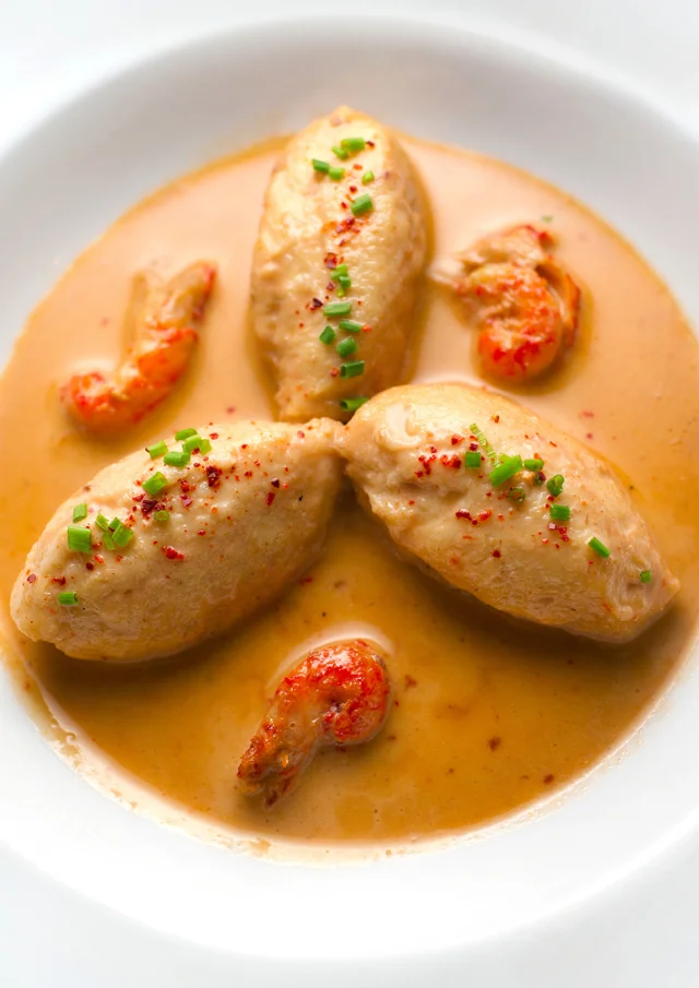 Plate of quenelles in Nantua sauce