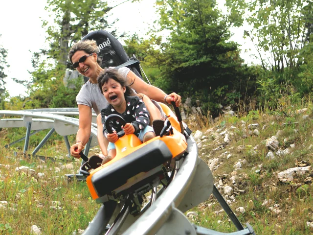 Outdoor, summer tobogganing in Monts Jura