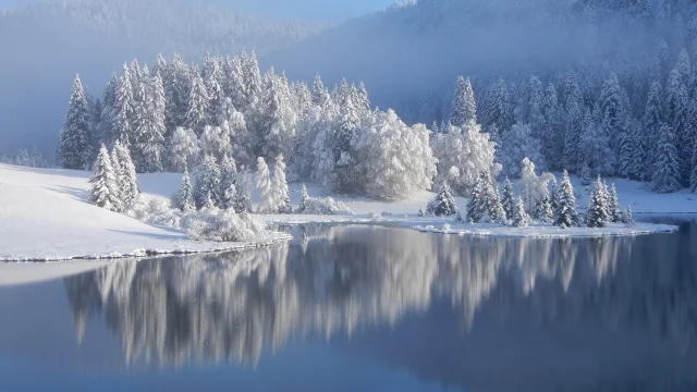 Paysage du lac Genin en hiver