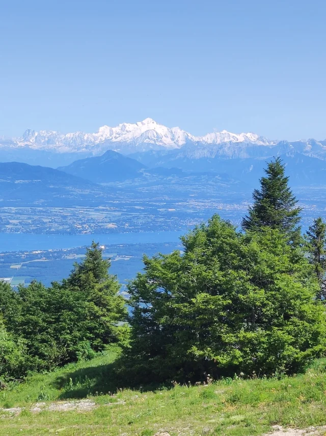 Vue sur le Mont Blanc depuis le Col de la Faucille à Monts Jura