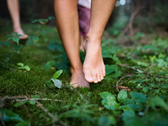 Sentier pieds nus en famille