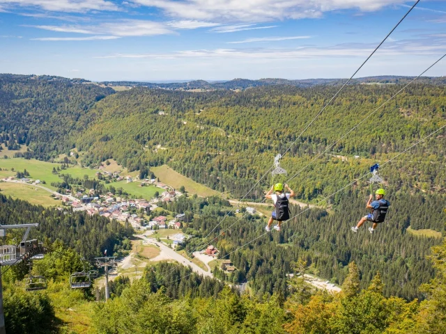 Giant zip line at the Monts Jura resort in Pays de Gex