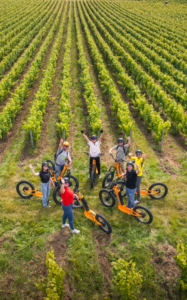 séminaires incentive teambuildings trottinettes dans les vignes à Rochecorbon avec Trottxway