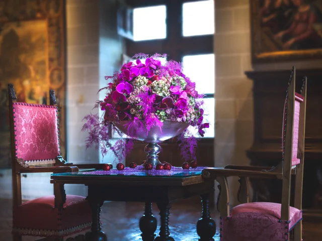 Composition florale au château de Chenonceau