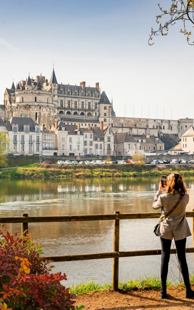 vue de l'ile d'or à Amboise l'automne face au château royal d'amboise