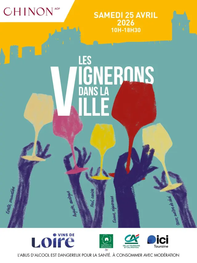 Les vignerons dans la ville, à Chinon.