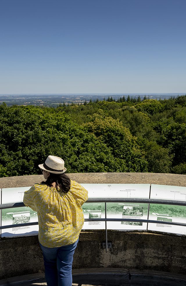 Femme regardant le panorama du haut du belvédère du Mont des Avaloirs