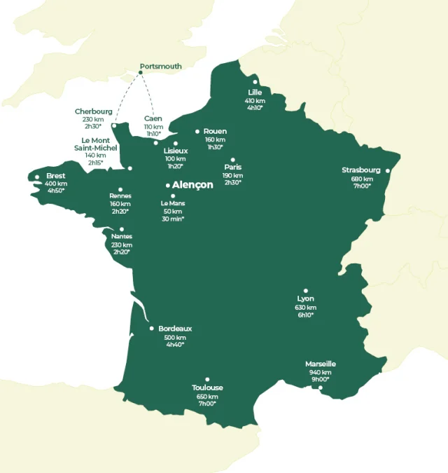 Situer Alençon sur une carte de France