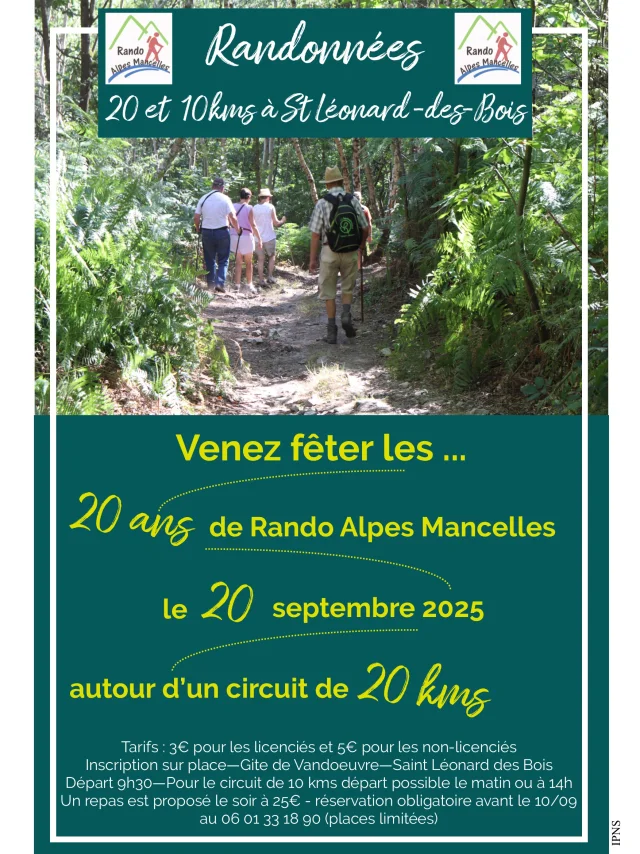 Randonnées 20 ans de Rando Alpes Mancelles - dimanche 20 septembre 2025