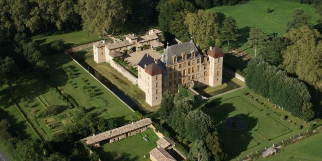 Aerial view of the Château de Fléchères in Fareins