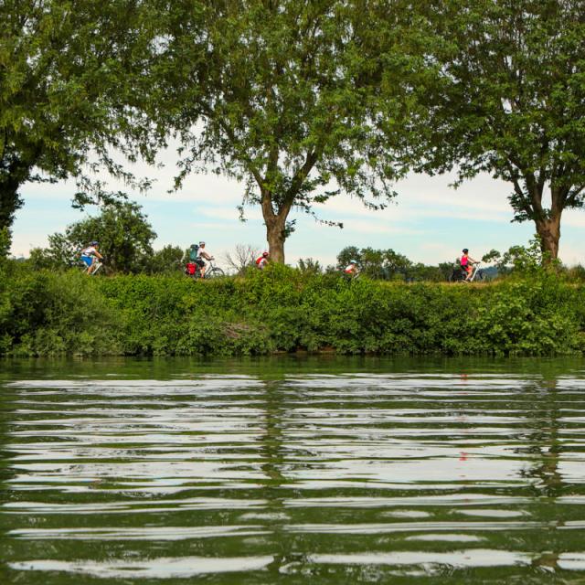 Cycling on the Voie Bleue in Parcieux