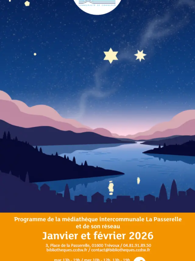 Programme Médiathèque La Passerelle Trévoux janvier-février 2026