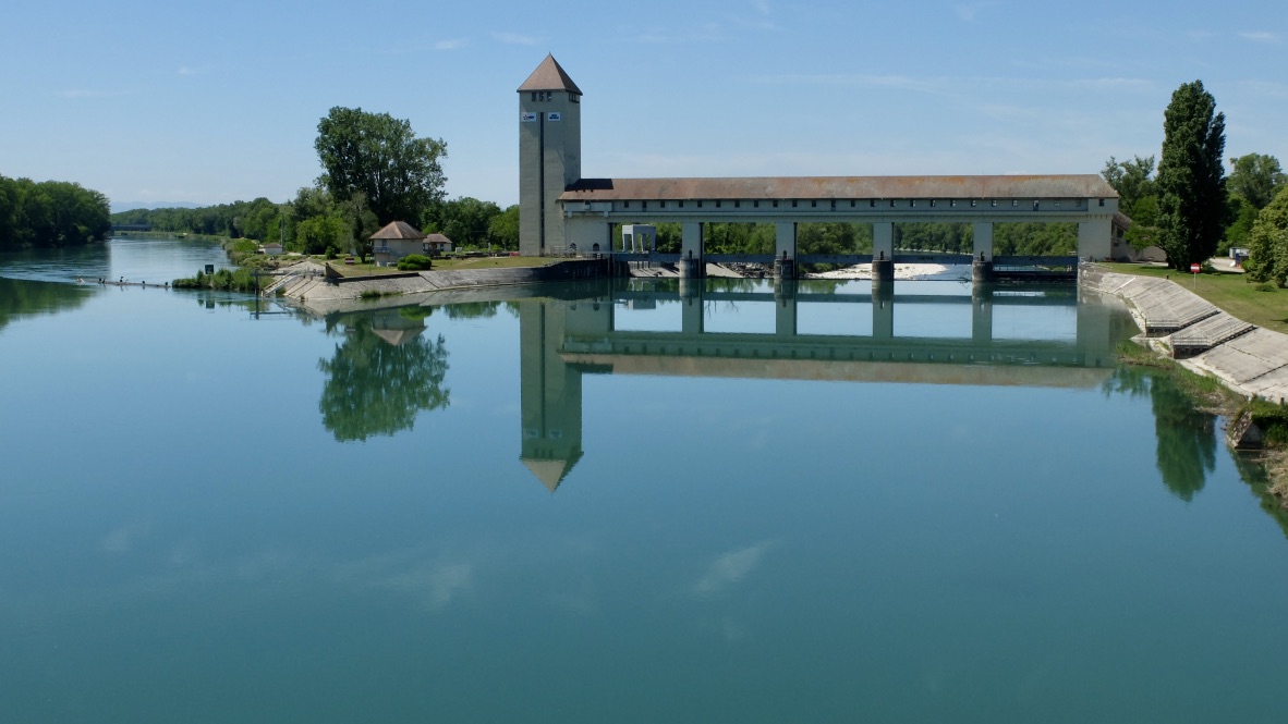 Itinéraire vélo au fil de l'eau au barage de Jons