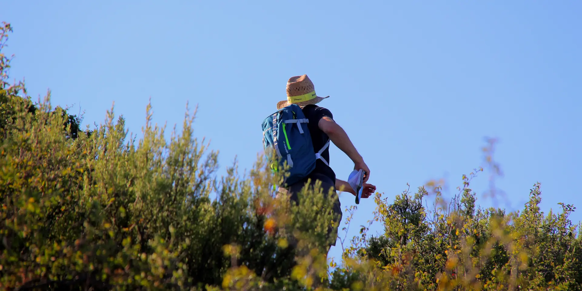 Randonneur Garrigues Ciel Bleu Nature Oti Aubagne