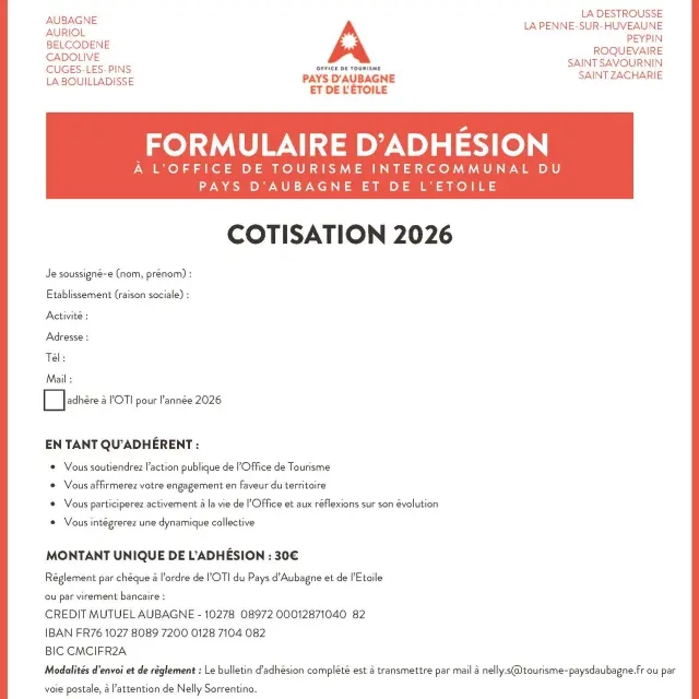 Formulaire Adhesion 2026 Oti