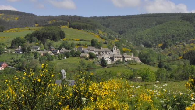 Les Salces, petit village sur les contreforts de l'Aubrac, en direction de la route des lacs
