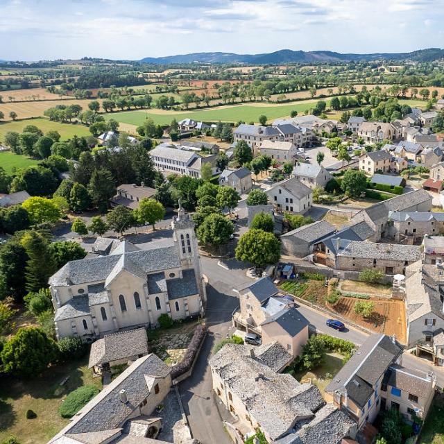 Village du Massegros sur le Causse de Sauveterre - Vue aérienne du village