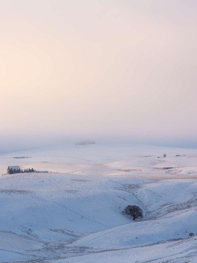 Plateau Aubrac neige Lozère vacances Noël