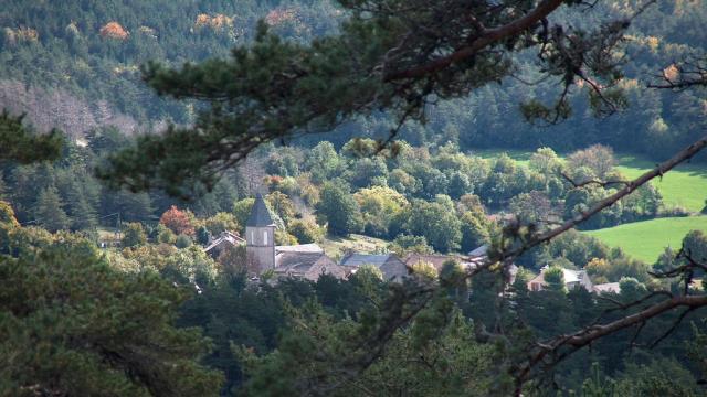 View of the village of La Tieule, Causse de Sauveterre.