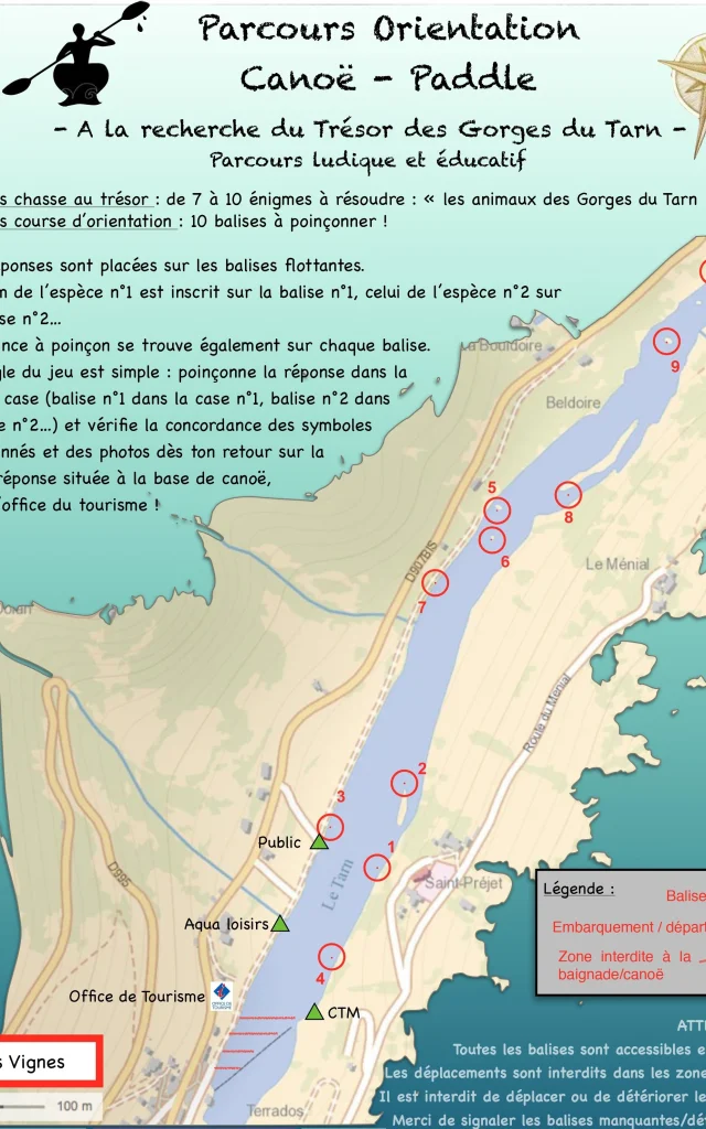 Canoe Orientation Plan Deau Des Vignes Gorges Du Tarn Lozere