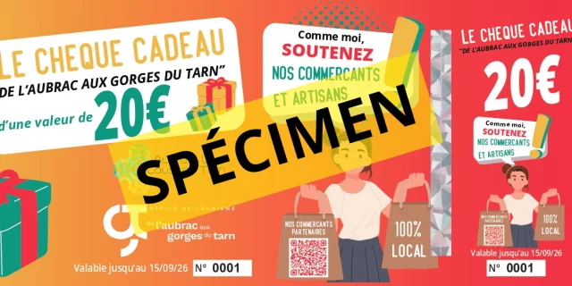 Specimen chèques cadeaux 2026