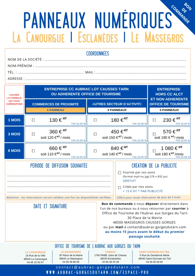 Bon De Commande Panneaux Lumineux