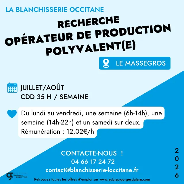 Offres D’emplois 2026 La Blanchisserie Occitane