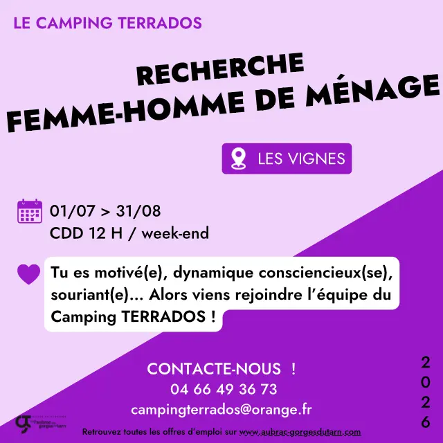 Offres D‘emplois 2026 Camping Terrados