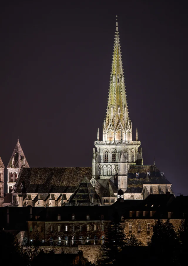 Autun cathedral by night