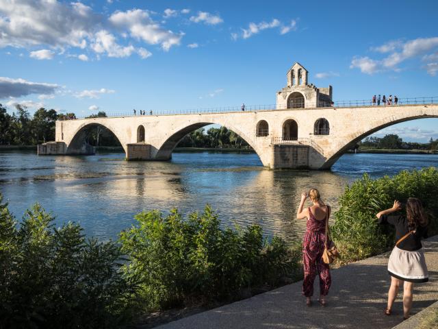 The Pont d'Avignon with two tourists