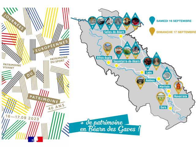 Carte des Journées Européennes du Patrimoine en Béarn des Gaves