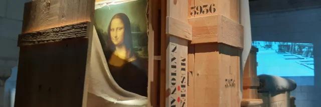 Château de Chambord. Nouvelle salle du parcours de visite sur les tableaux du Louvre stockés au château pendant la seconde guerre mondiale, avec un focus sur la Joconde et son périple pendant l'Occupation