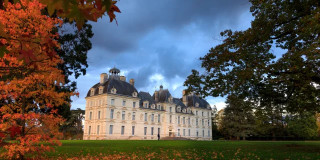 Chateau De Cheverny Feuillage Orange Dautomne
