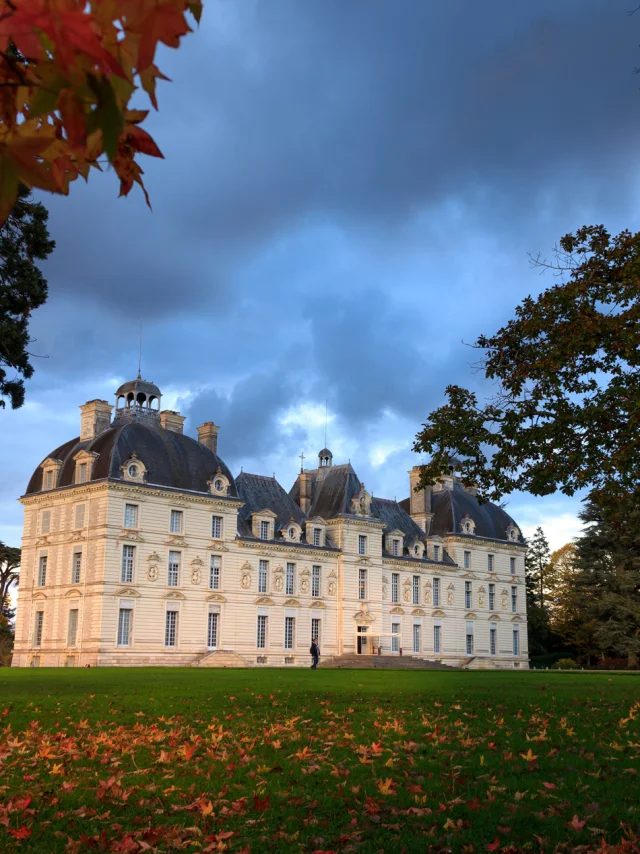 Chateau De Cheverny Feuillage Orange Dautomne
