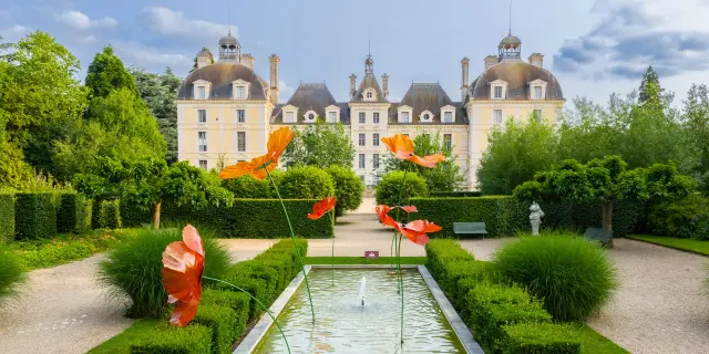 Chateau de Cheverny et ses coquelicots géants