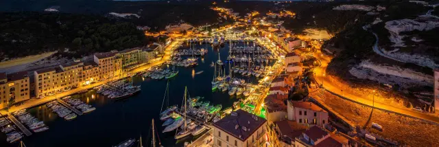 Vue Marina Nuit Ete Bonifacio
