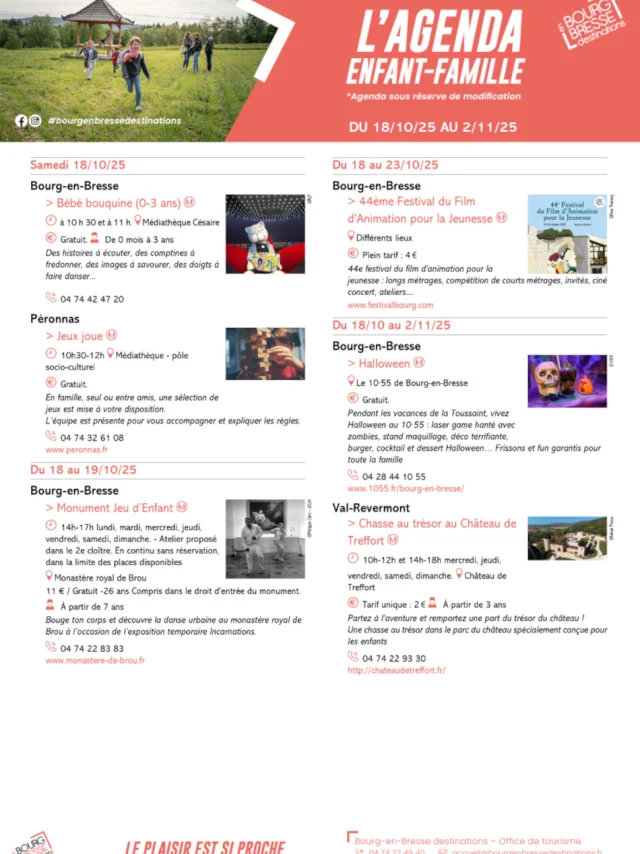 Agenda Enfants Familles Du 18 Octobre Au 2 Novembre 2025 Vacances Scolaires Toutes Zones.page1
