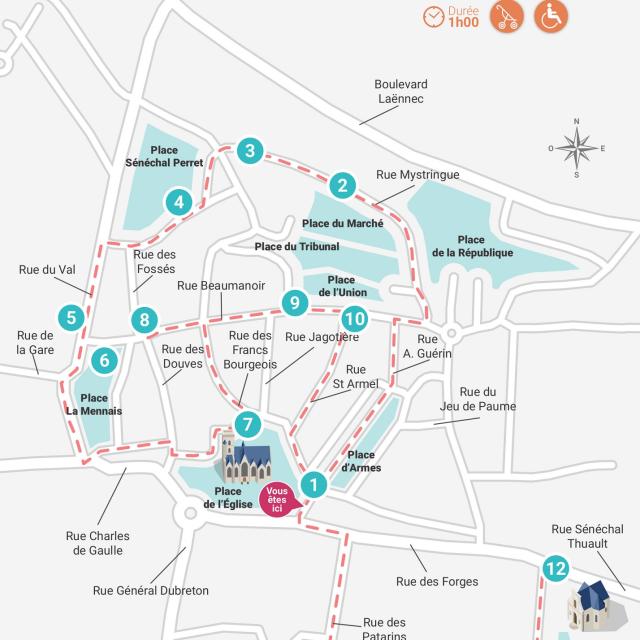 Ploermel Cite Ducale - visite du patrimoine - plan