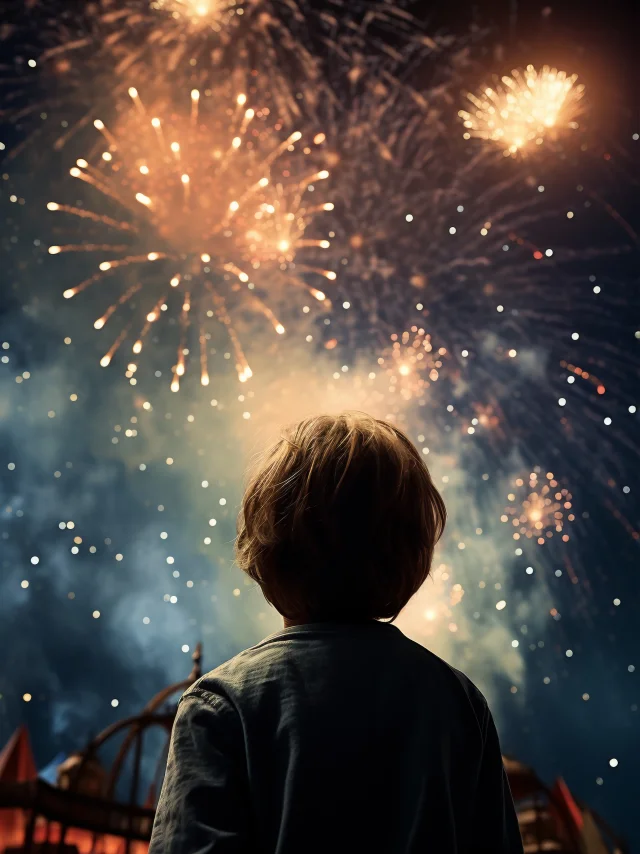 Portrait De Jeune Garcon Avec Feux D Artifice - Libre de droits