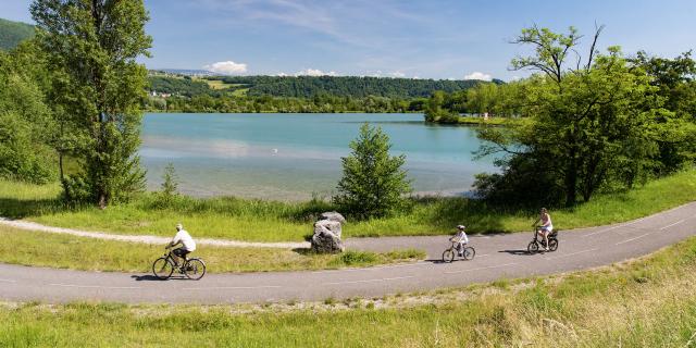 Cyclistes sur la ViaRhôna entre Genève et Lyon
