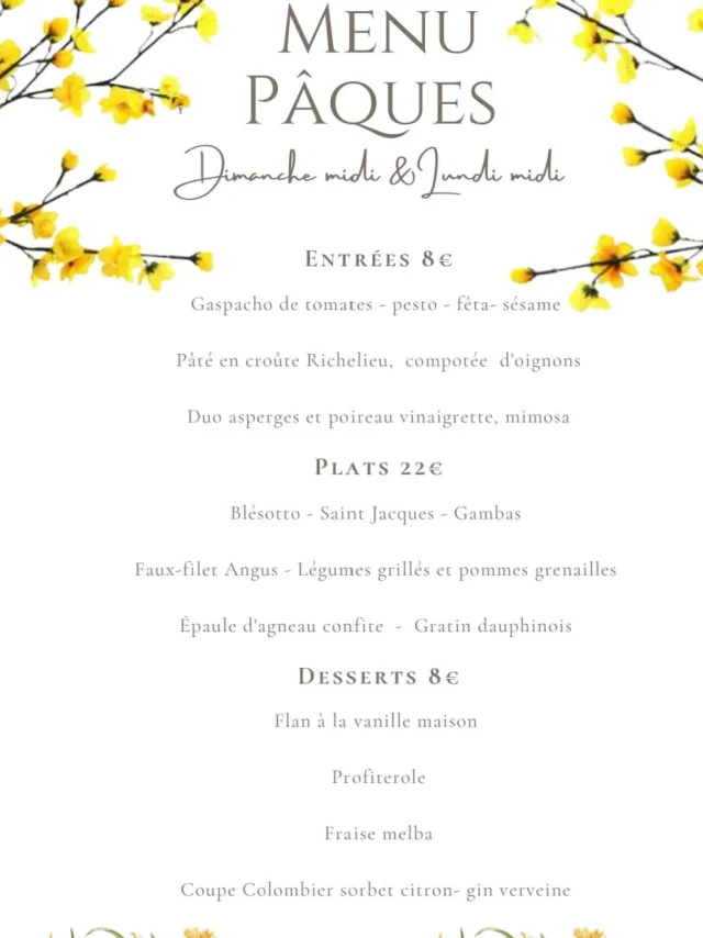 Menu Pâques Auberge de Ruffieu