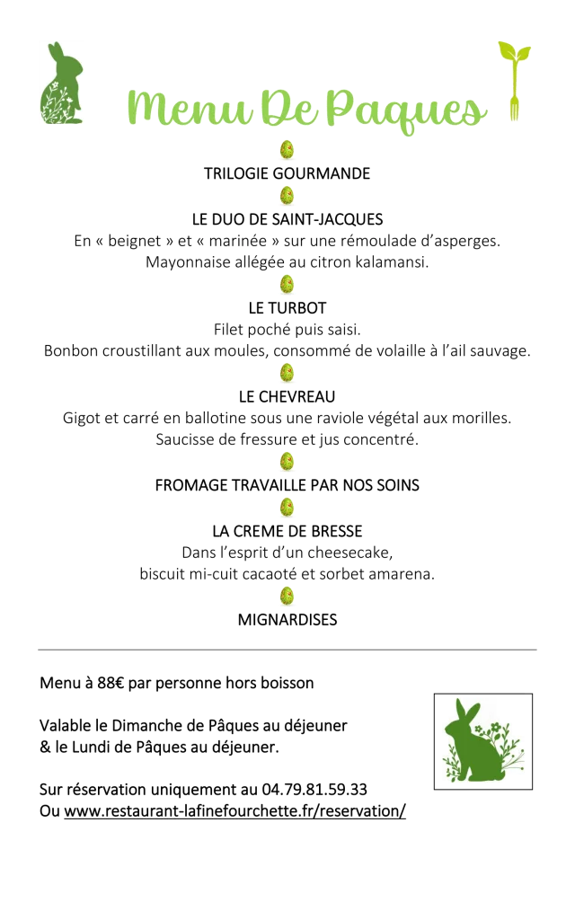 Menu Fine Fourchette Paques
