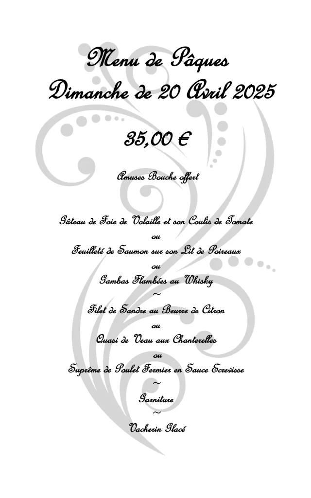 Menu Dimanche Paques 2025 Au Campagnard Autrement