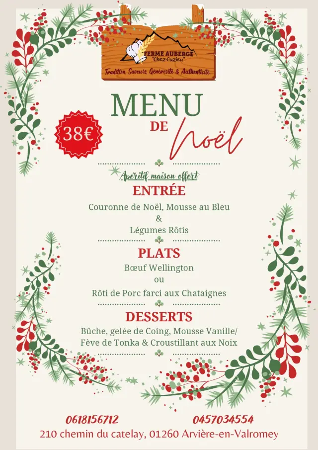 Menu de noël Chez Cuzieu