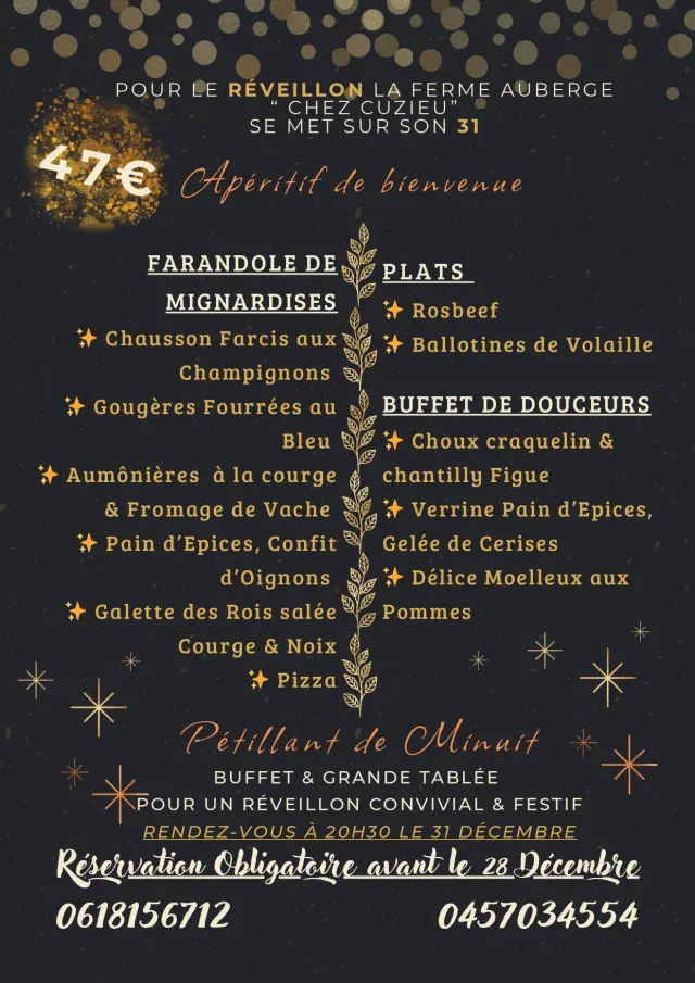 Menu Chez Cuzieu Reveillon